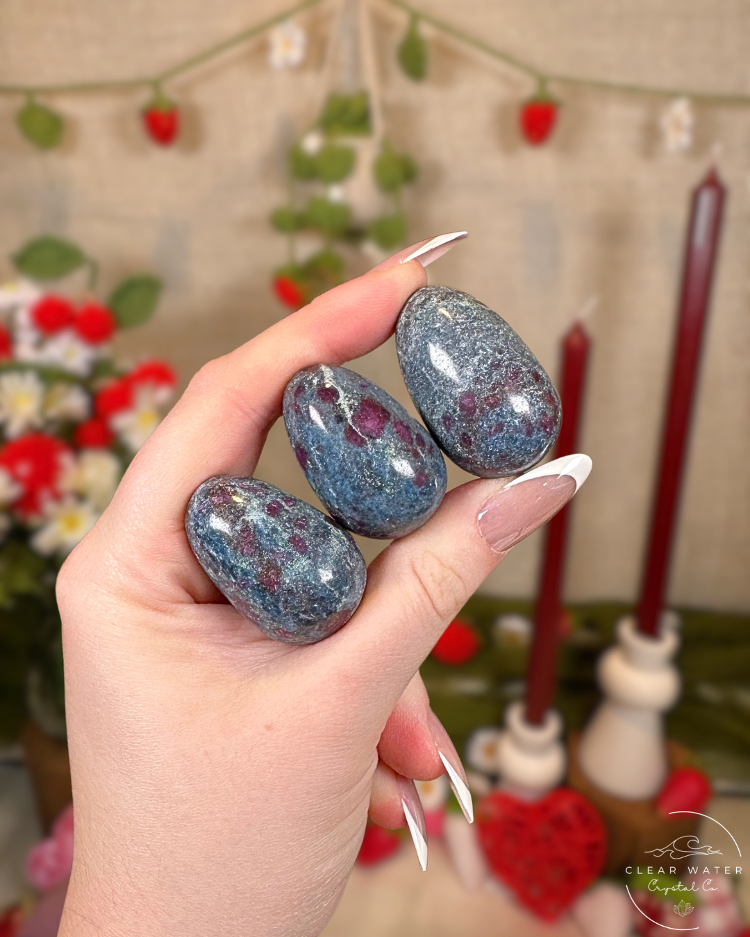 Ruby in Kyanite Egg Carvings
