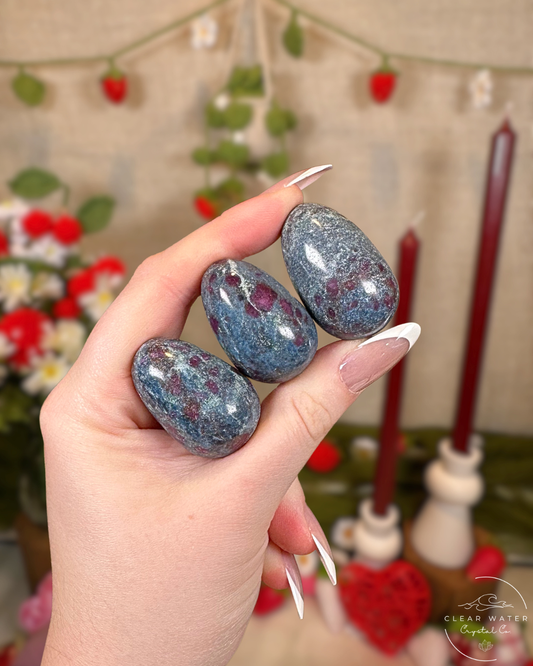 Ruby in Kyanite Egg Carvings