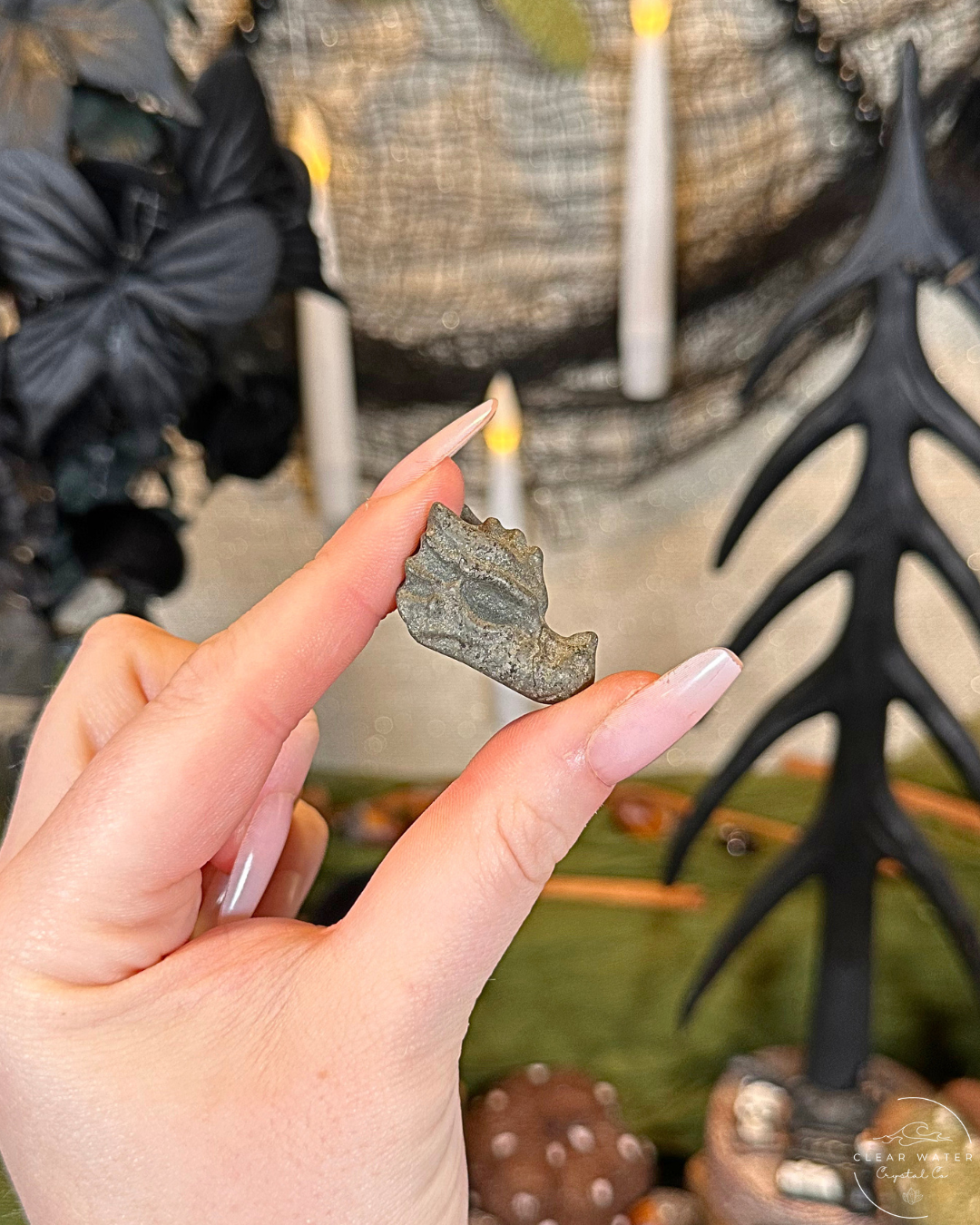 Mini Pyrite Dragon Head Carving