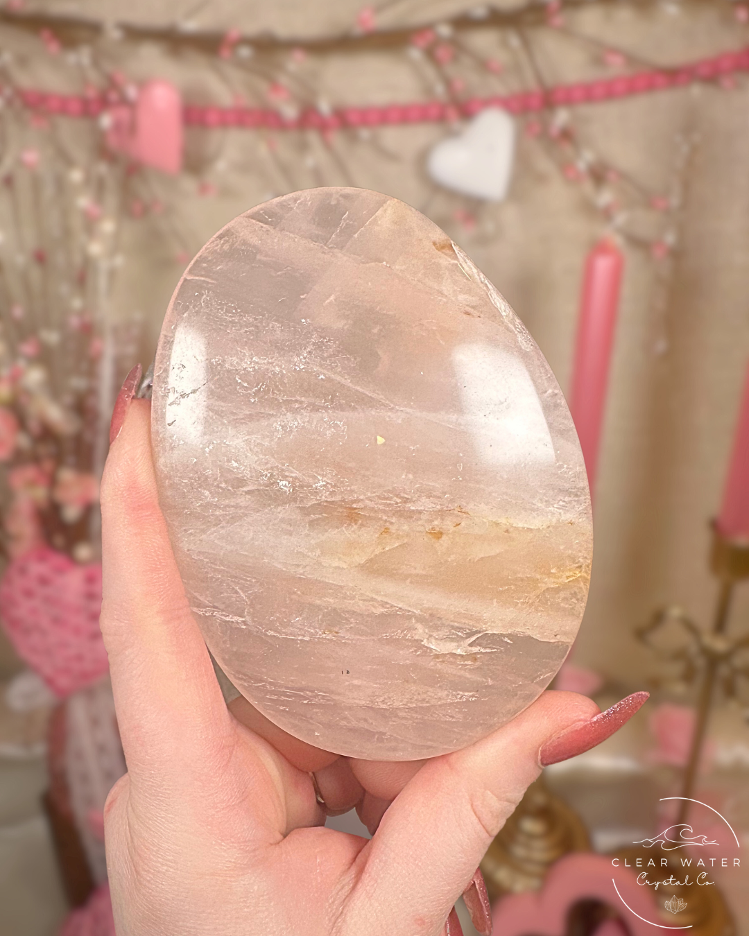 Large Rose Quartz Palmstones – Madagascar