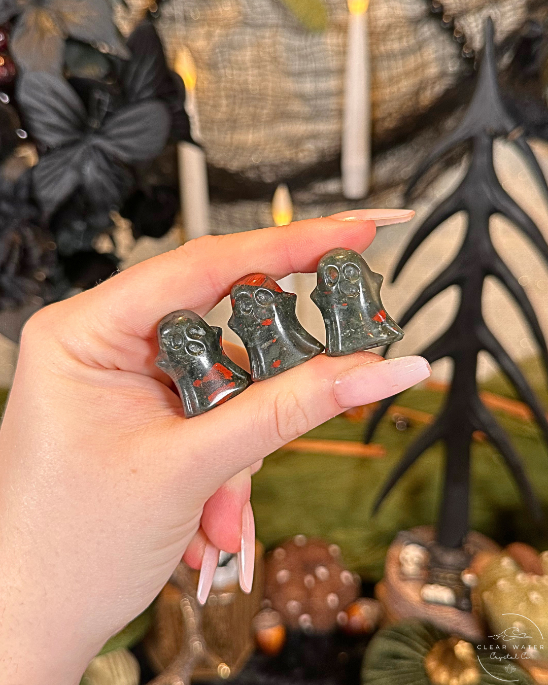 Mini Bloodstone Ghost Carving