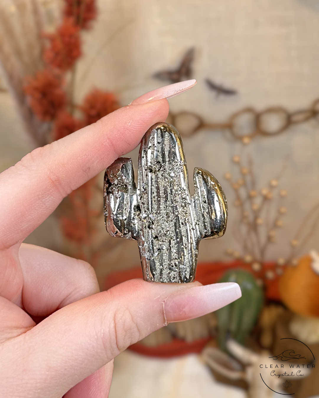 Peruvian Pyrite Cactus Carving