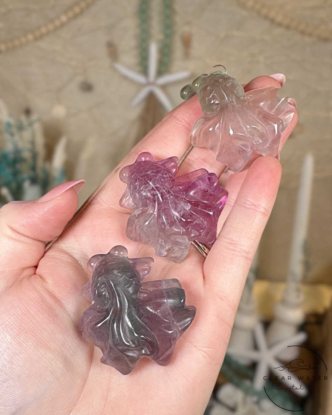Rainbow Fluorite Goldfish Carving