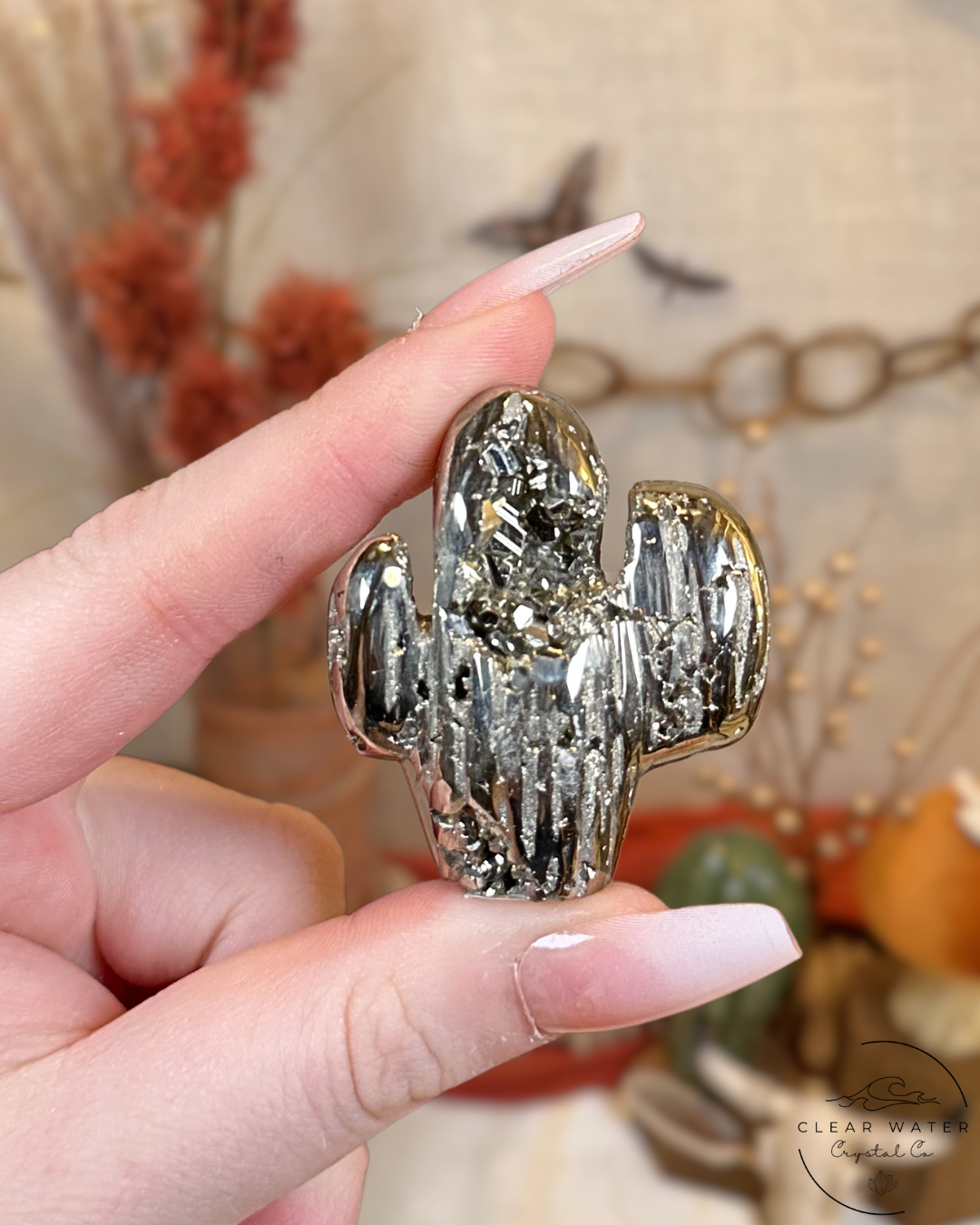 Peruvian Pyrite Cactus Carving