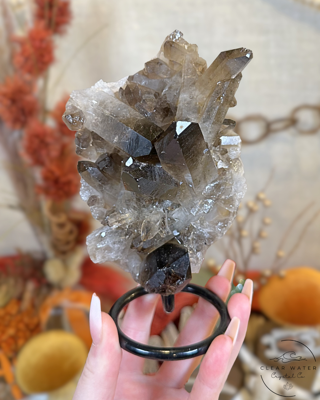 Smoky Quartz Cluster on Stand- Brazil