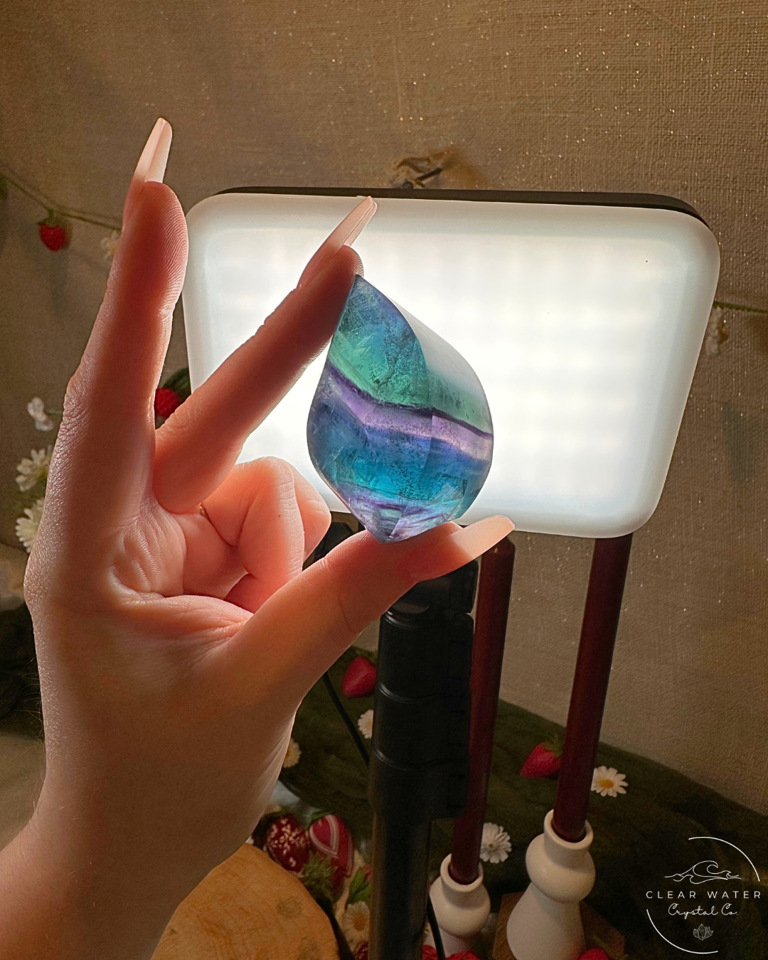 Blue Fluorite Flame Carvings