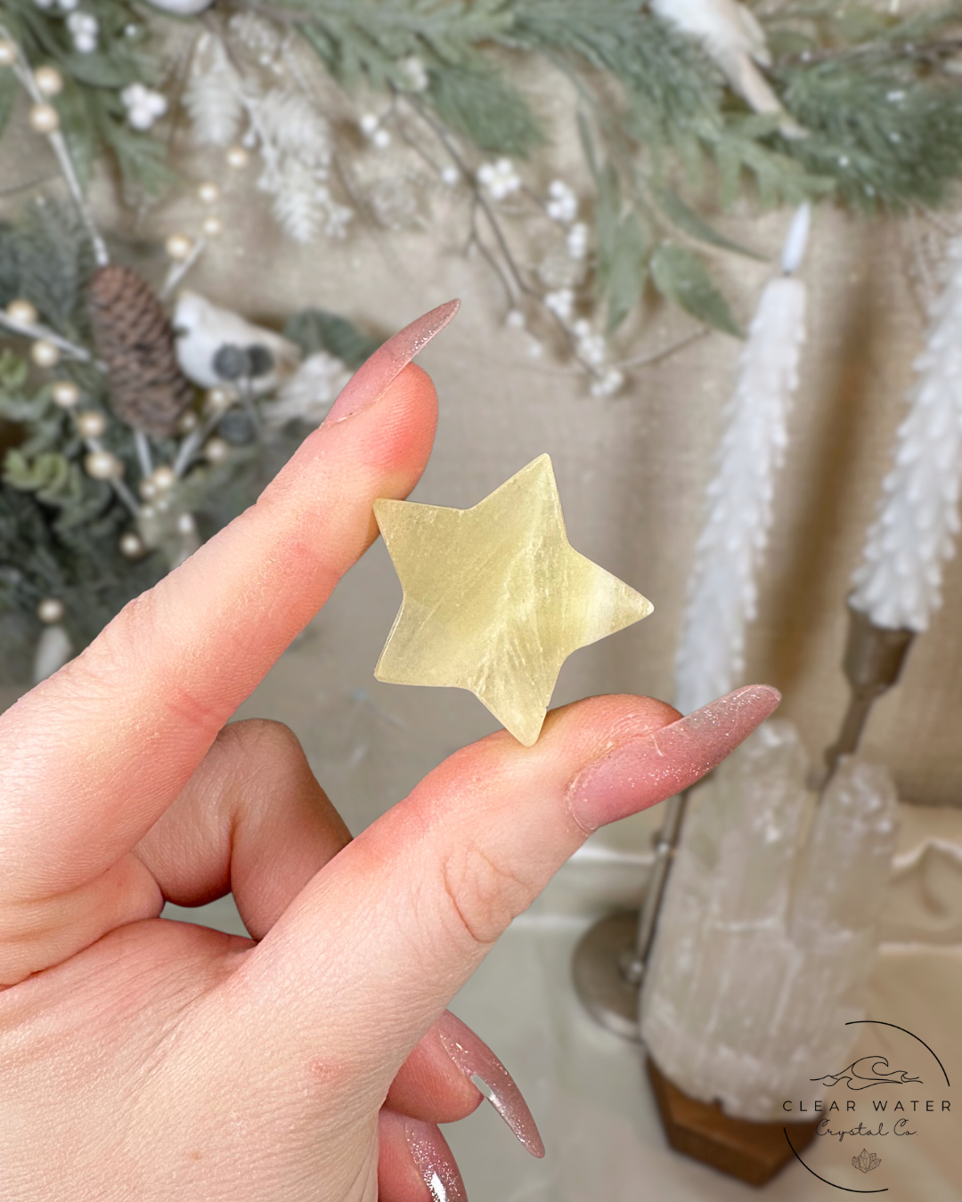 Lemon Calcite Moon & Star Carvings – Pakistan