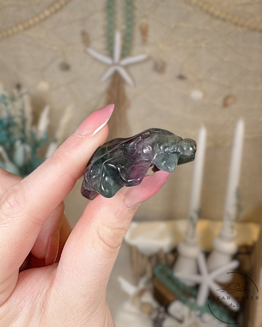 Rainbow Fluorite Goldfish Carving