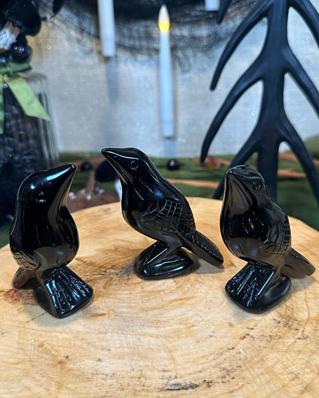 Obsidian Raven Carving