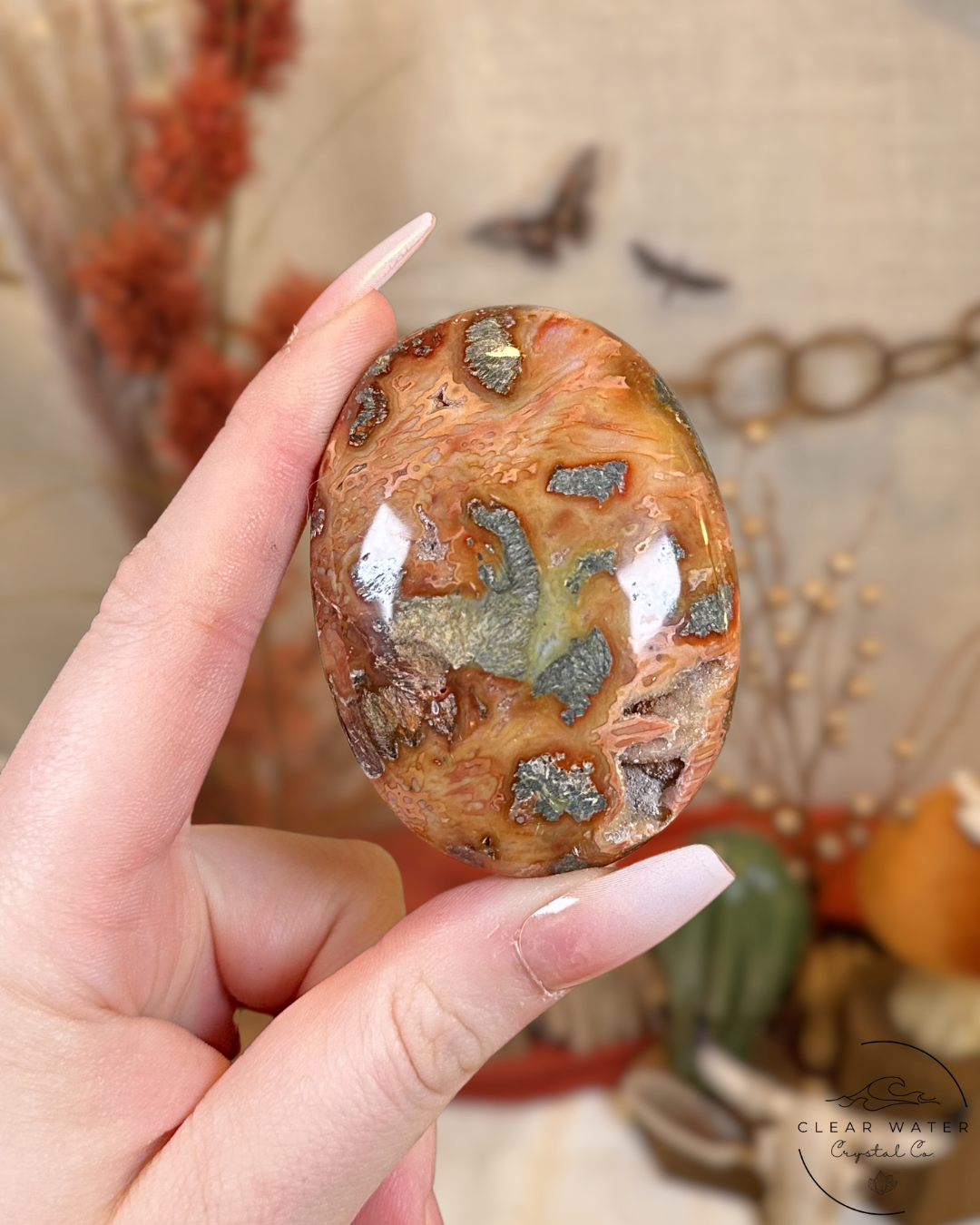 Red Marcasite and Pyrite Palmstone- Indonesia