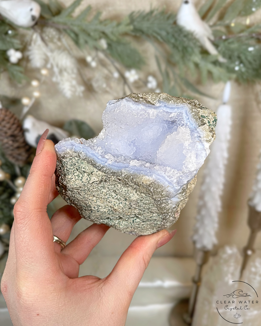 Large Raw Blue Lace Agate Specimen – Namibia (Periwinkle Snow)