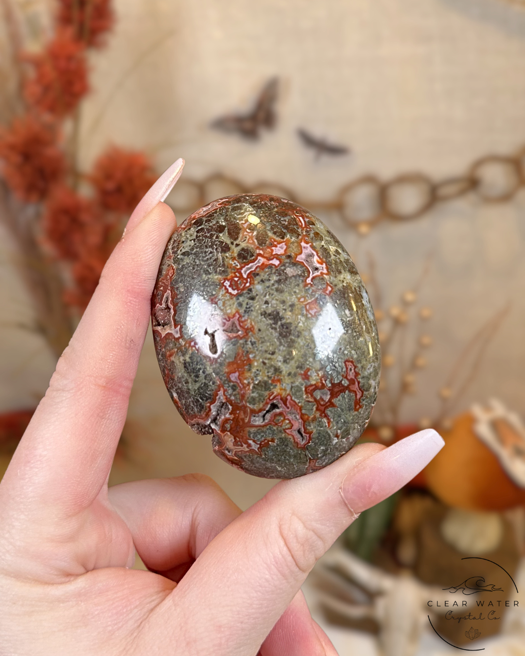 Red Marcasite and Pyrite Palmstone- Indonesia