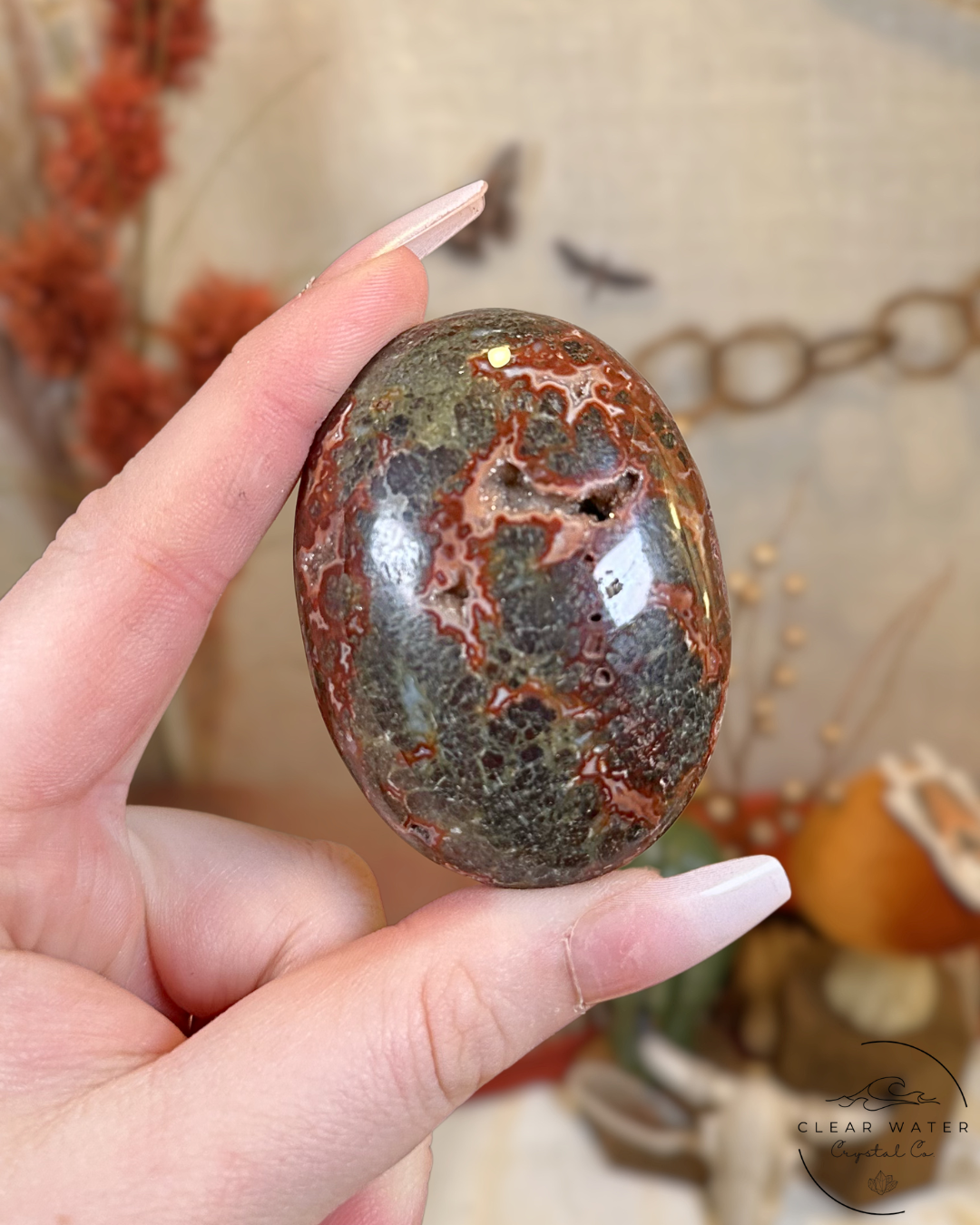 Red Marcasite and Pyrite Palmstone- Indonesia