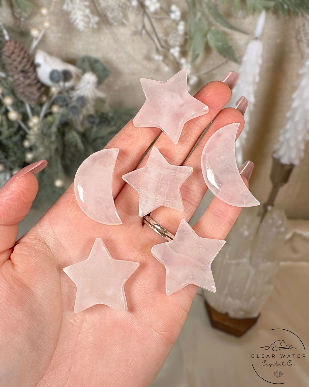 Mangano Calcite Moon & Star Carvings – Pakistan