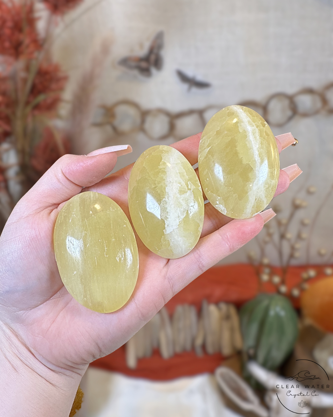 Lemon Calcite Palmstones-Pakistan