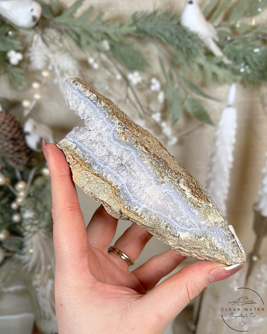 Large Raw Blue Lace Agate Specimen – Namibia (Icey Jaws)