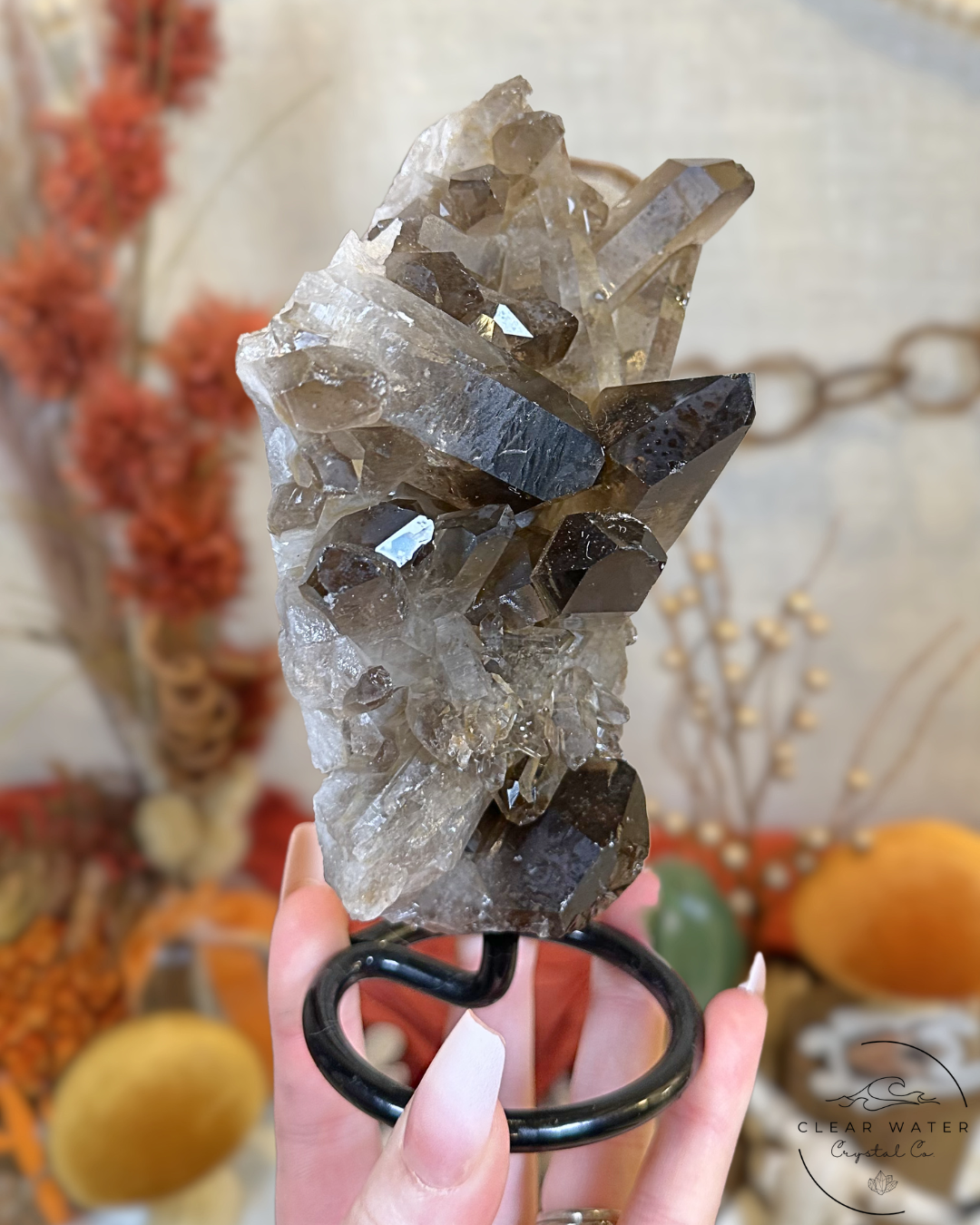 Smoky Quartz Cluster on Stand- Brazil