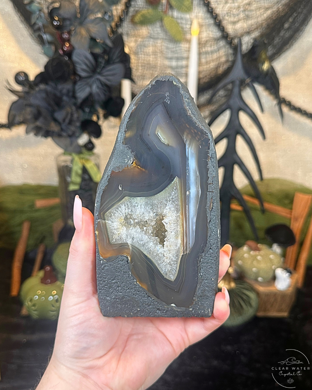 Agate & Quartz Cut Base | Brazil