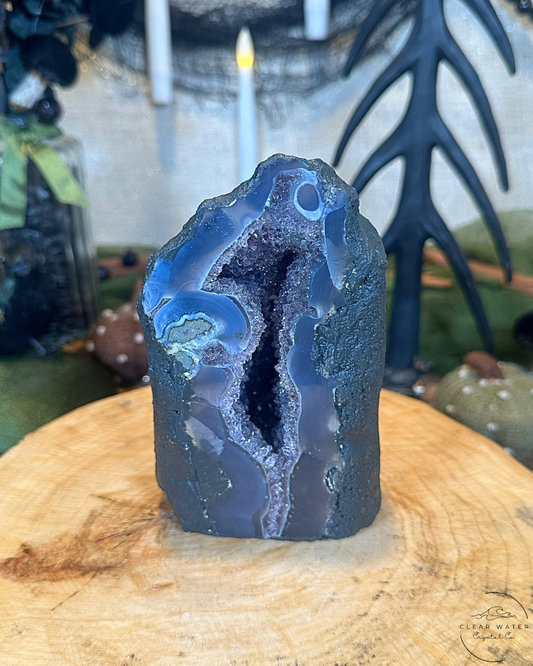 Amethyst & Blue Agate Cut Base | Brazil