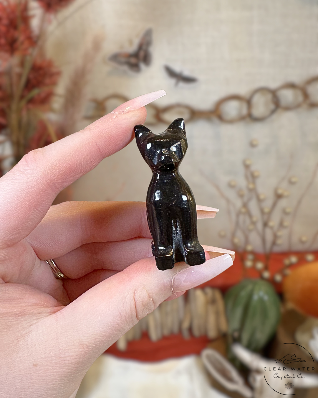 Black Onyx Cat Carving- Mexico