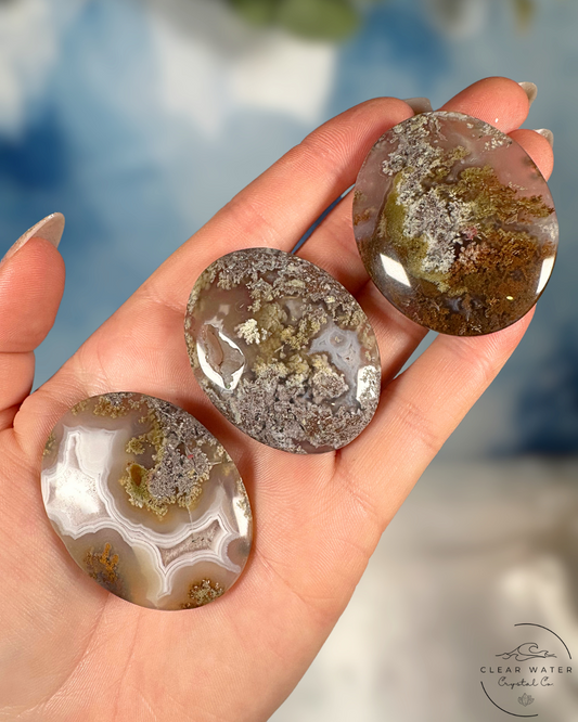 Indonesian Scenic Moss Agate Palmstone: Forest Whispers