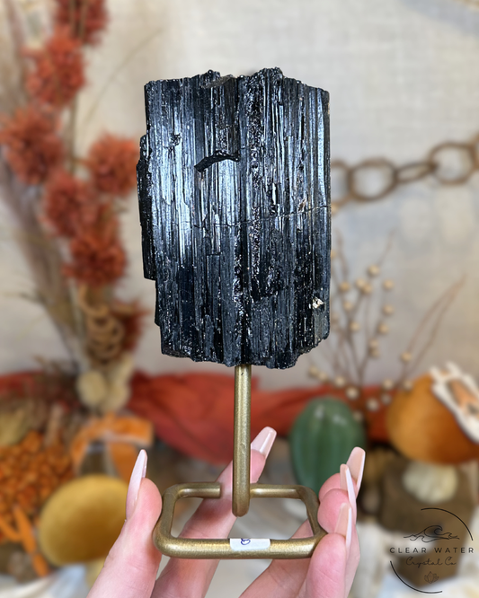 Large Black Tourmaline Specimen on Stand- Brazil