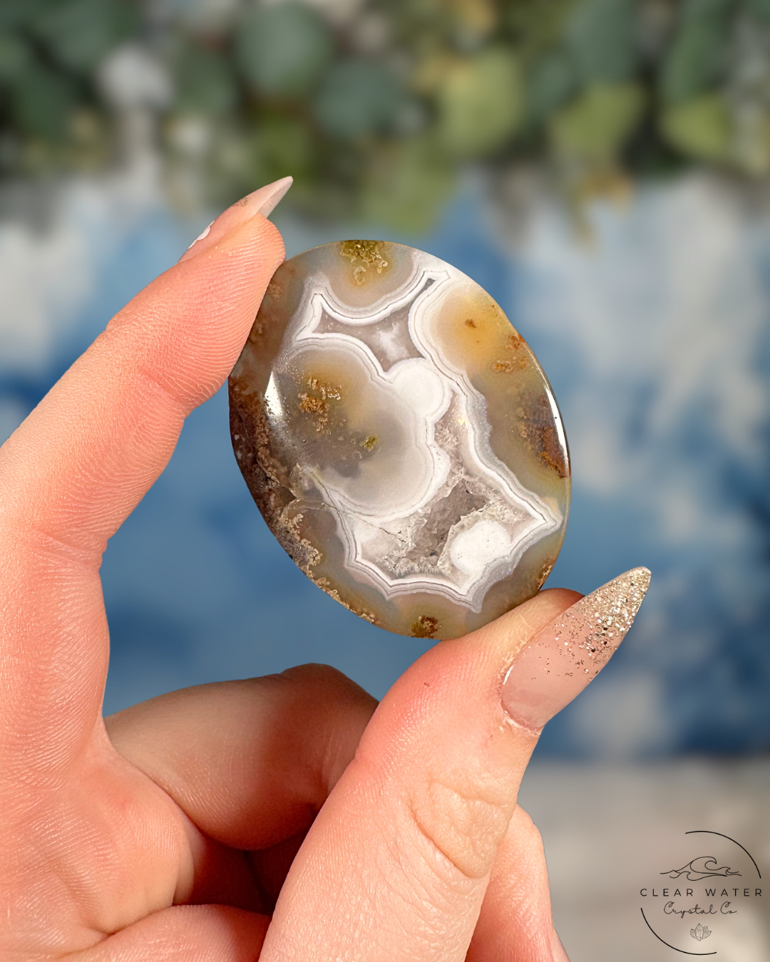 Indonesian Scenic Moss Agate Palmstone: Forest Whispers