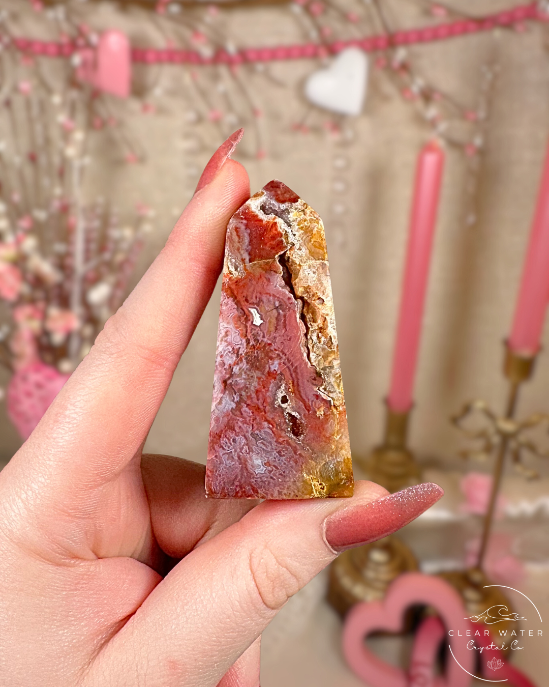 Rare Pink Moss Agate Towers – Indonesia
