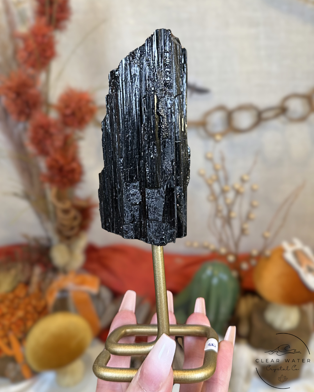 Large Black Tourmaline Specimen on Stand- Brazil