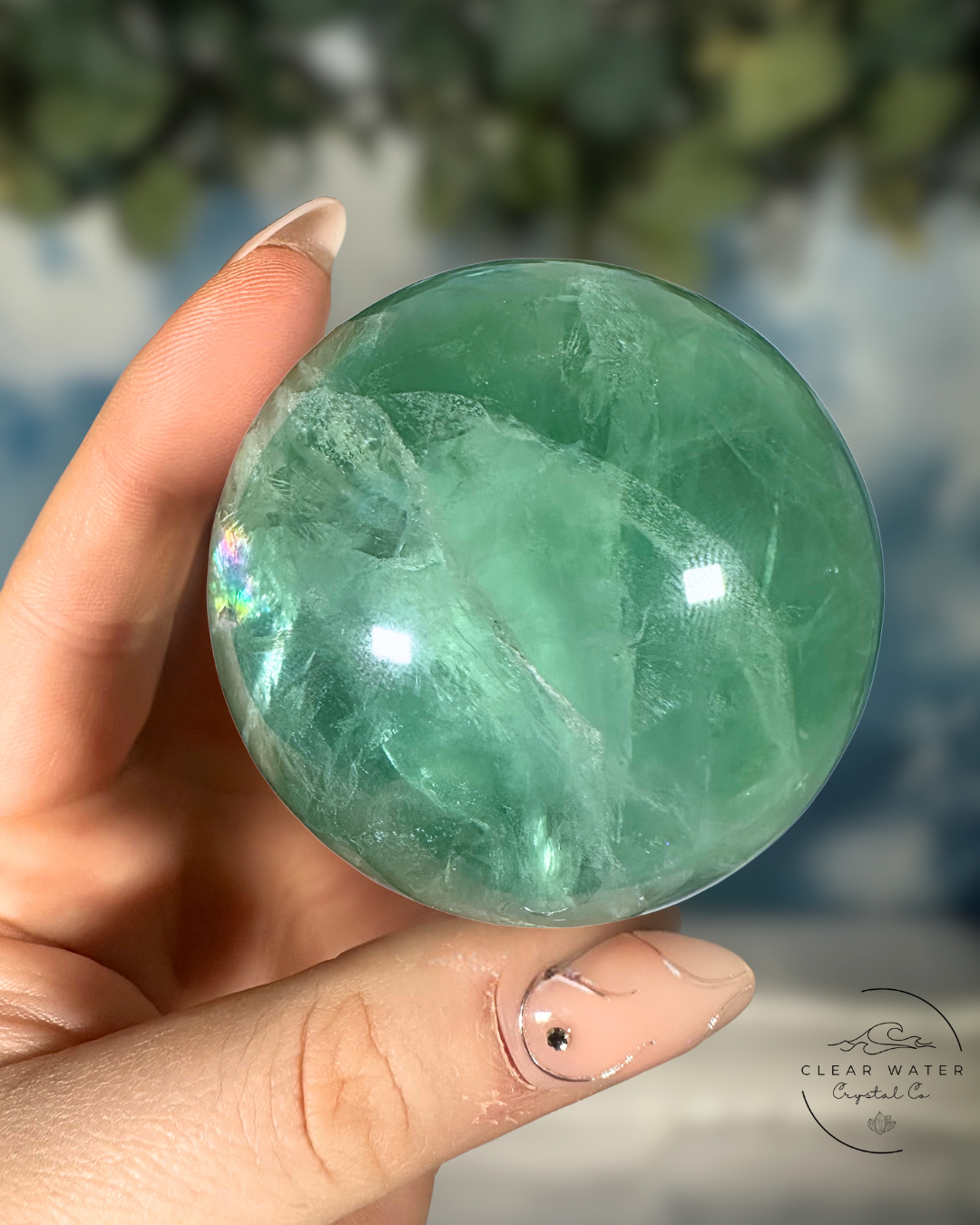 Serene Emerald Fluorite Sphere