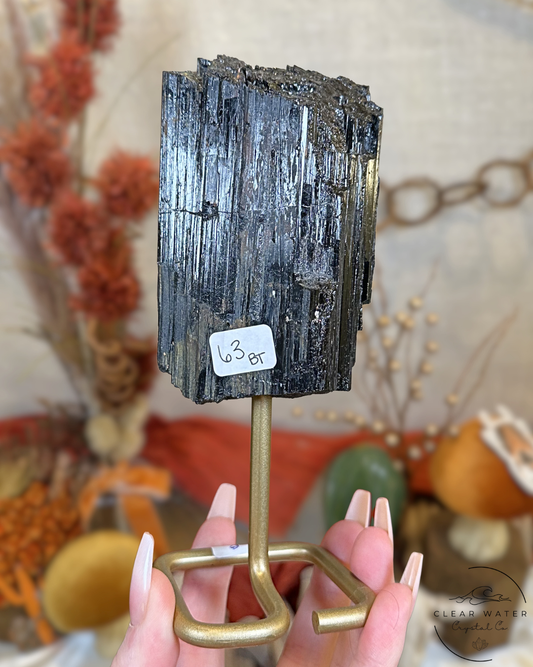 Large Black Tourmaline Specimen on Stand- Brazil