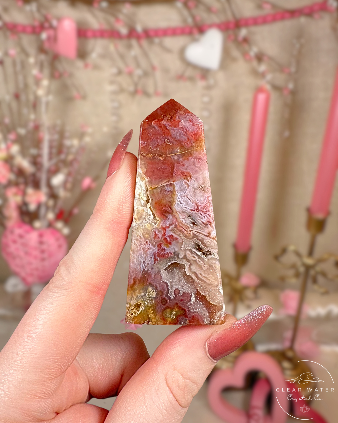 Rare Pink Moss Agate Towers – Indonesia