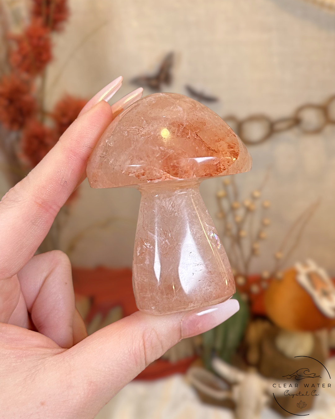 Fire Quartz Mushroom Carving- Madagascar