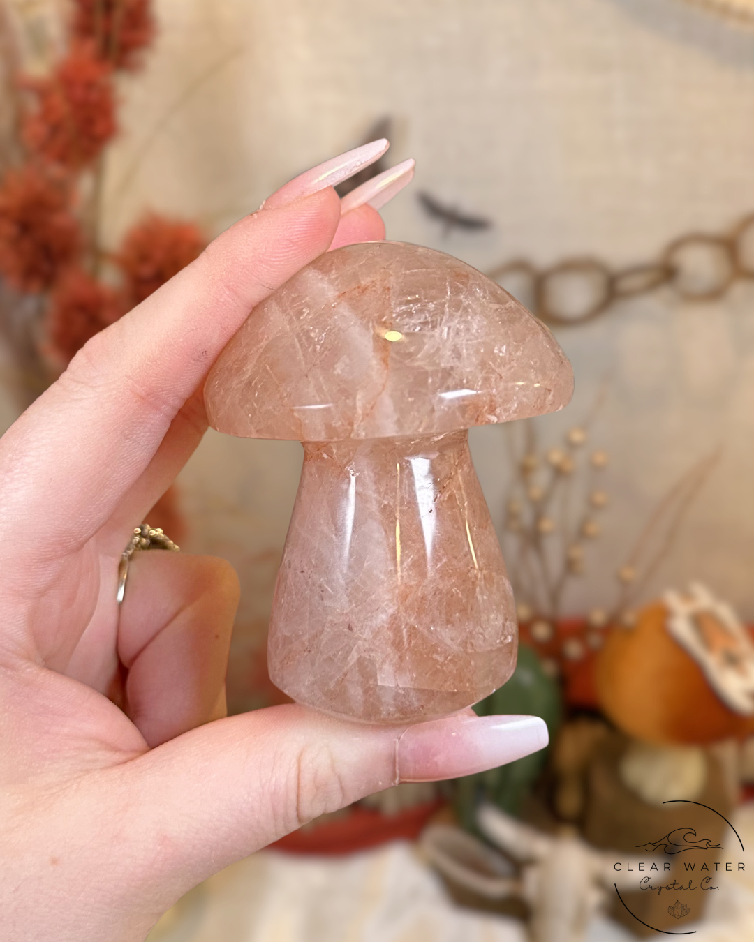 Fire Quartz Mushroom Carving- Madagascar