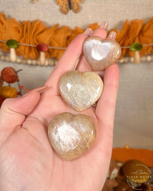 Peach Moonstone Heart- Blush Moondrop