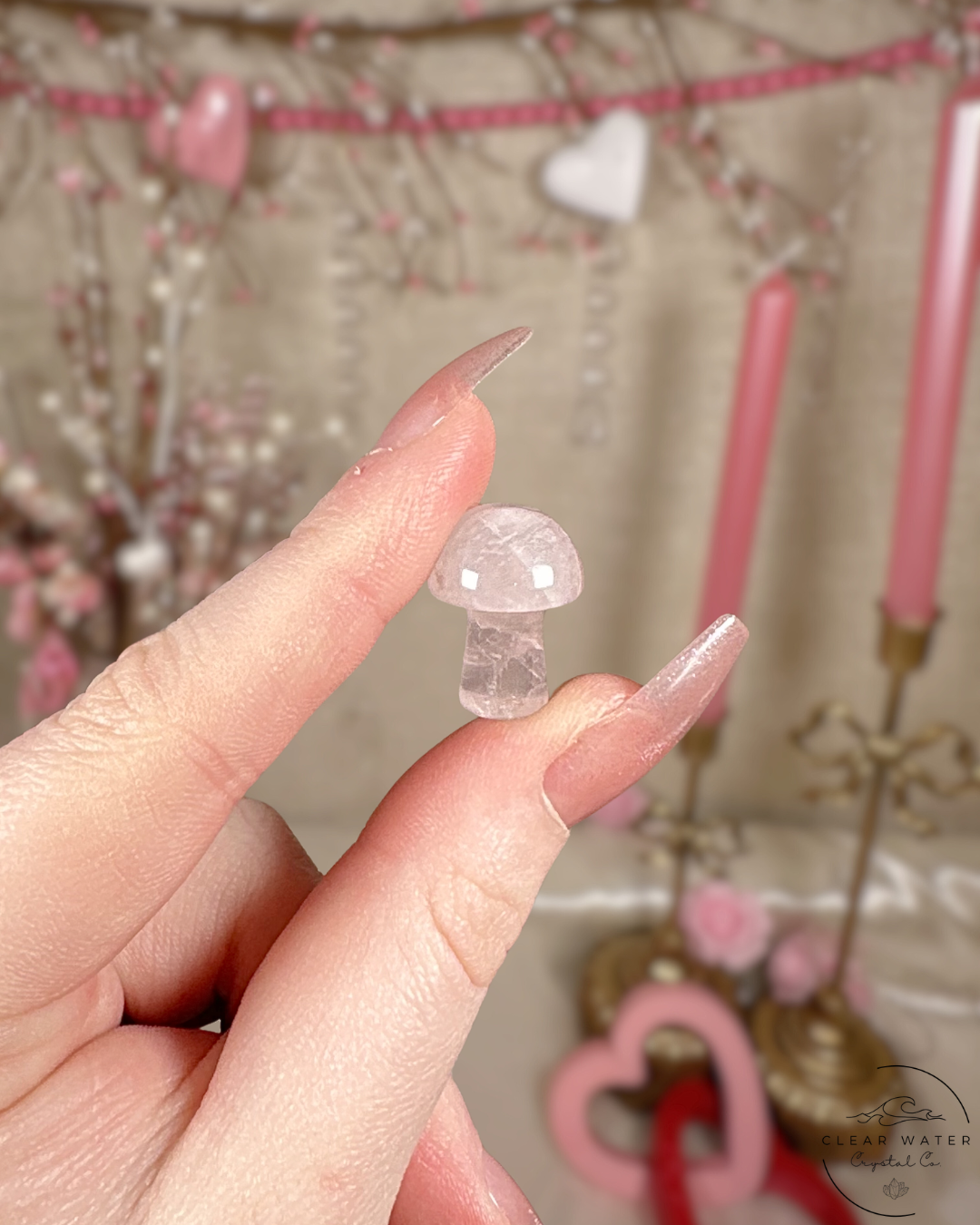 Rose Quartz Mini Mushroom Carvings