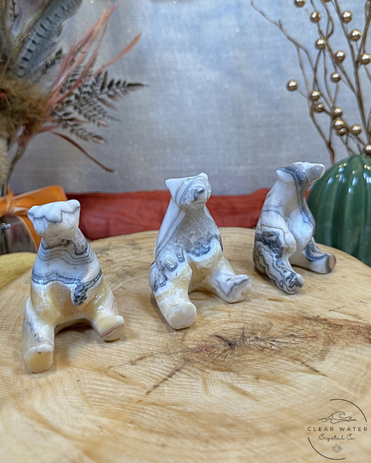 Zebra Calcite Bear Carvings- Mexico