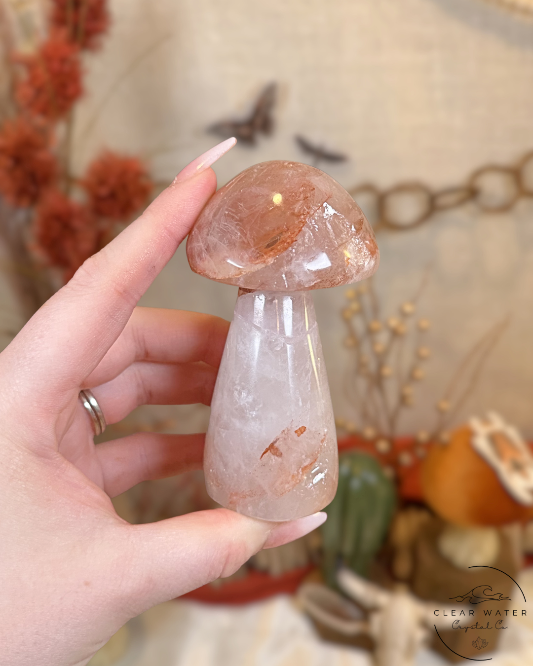 Fire Quartz Mushroom Carving- Madagascar