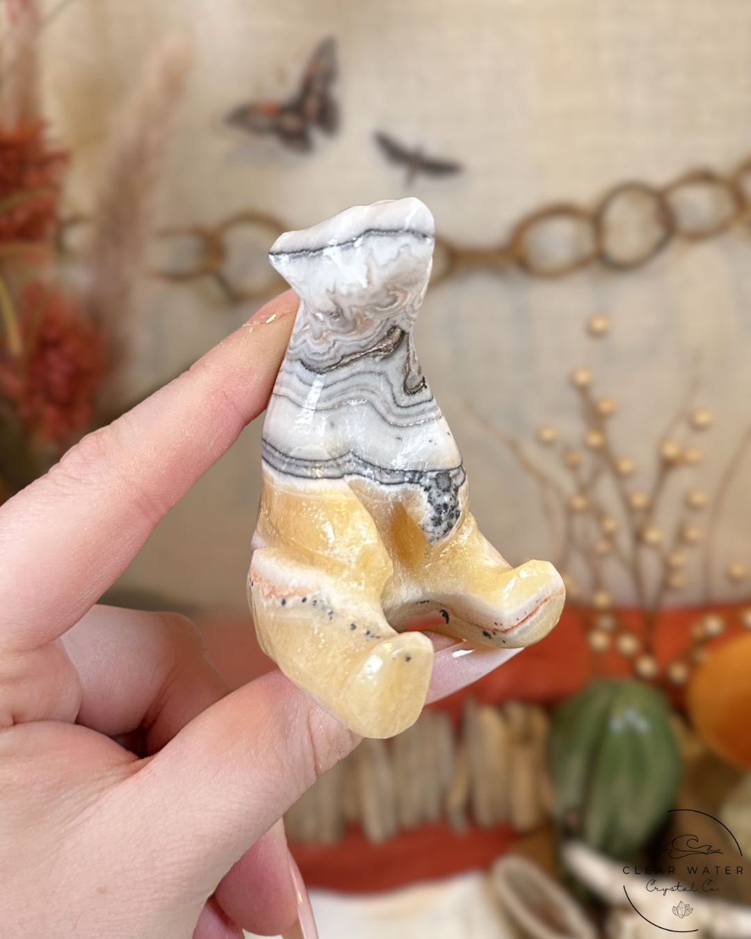 Zebra Calcite Bear Carvings- Mexico