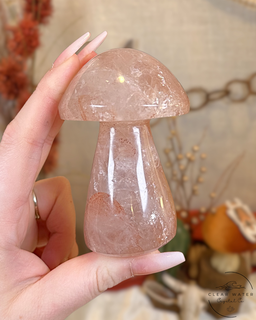 Fire Quartz Mushroom Carving- Madagascar