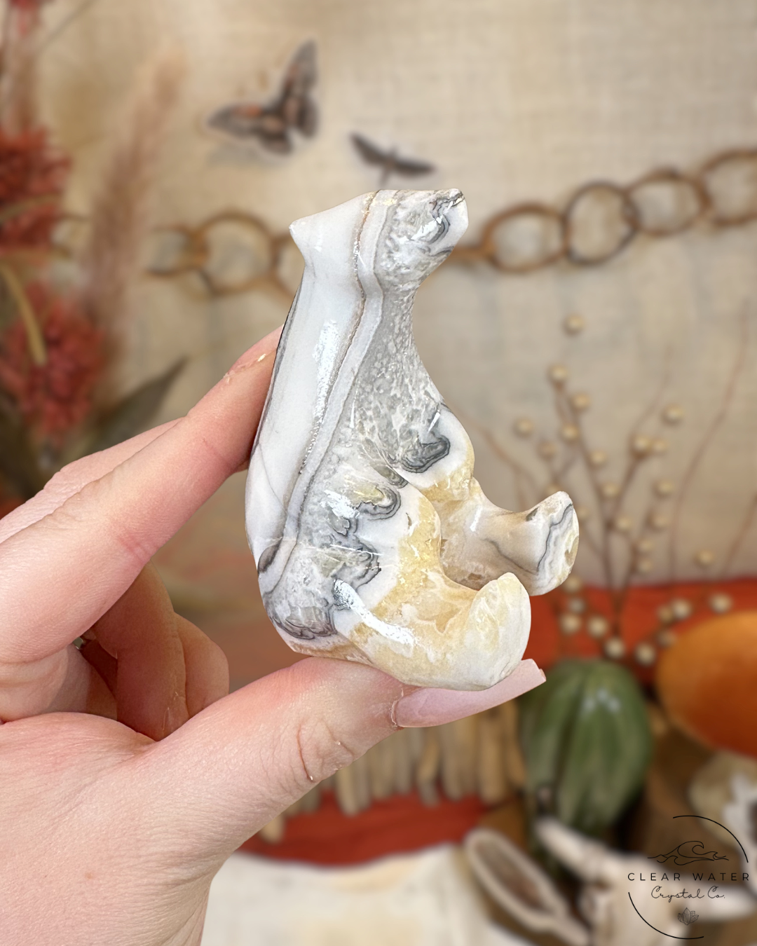 Zebra Calcite Bear Carvings- Mexico