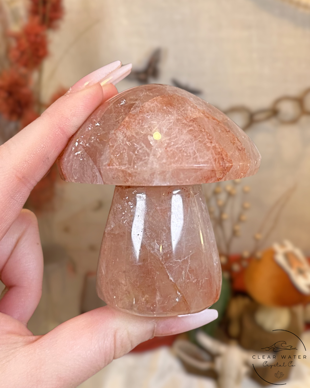 Fire Quartz Mushroom Carving- Madagascar