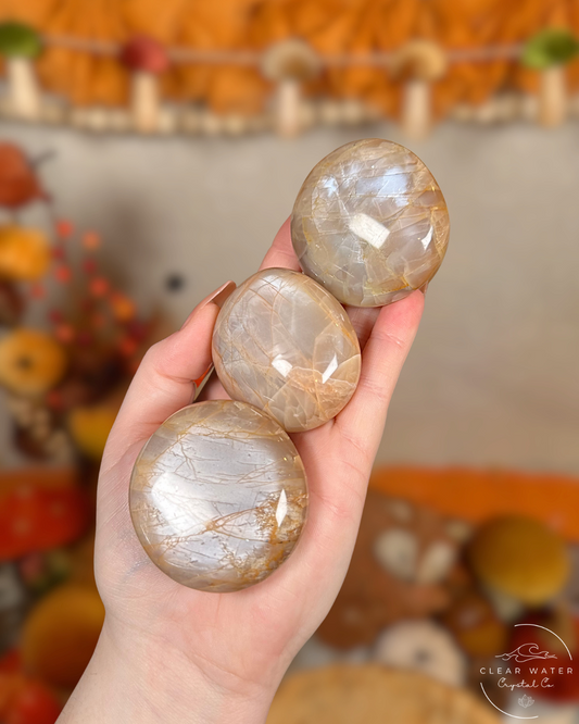 Peach Moonstone Palmstone- Hearthlight
