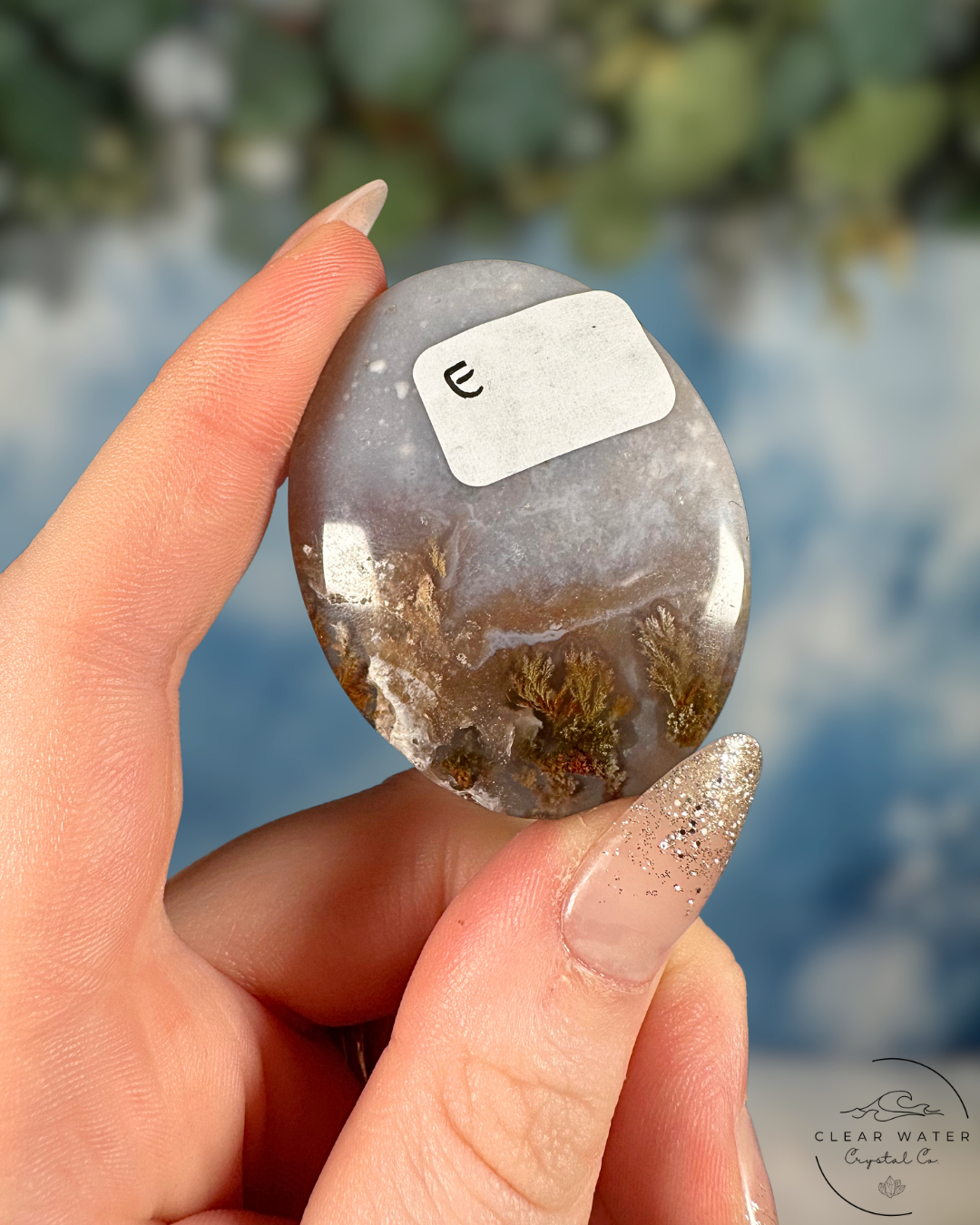 Indonesian Scenic Moss Agate Palmstone: Forest Whispers