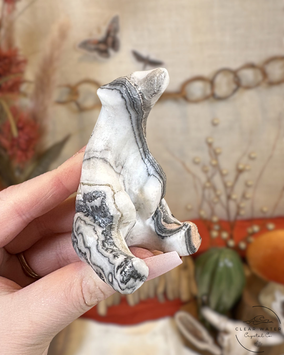 Zebra Calcite Bear Carvings- Mexico