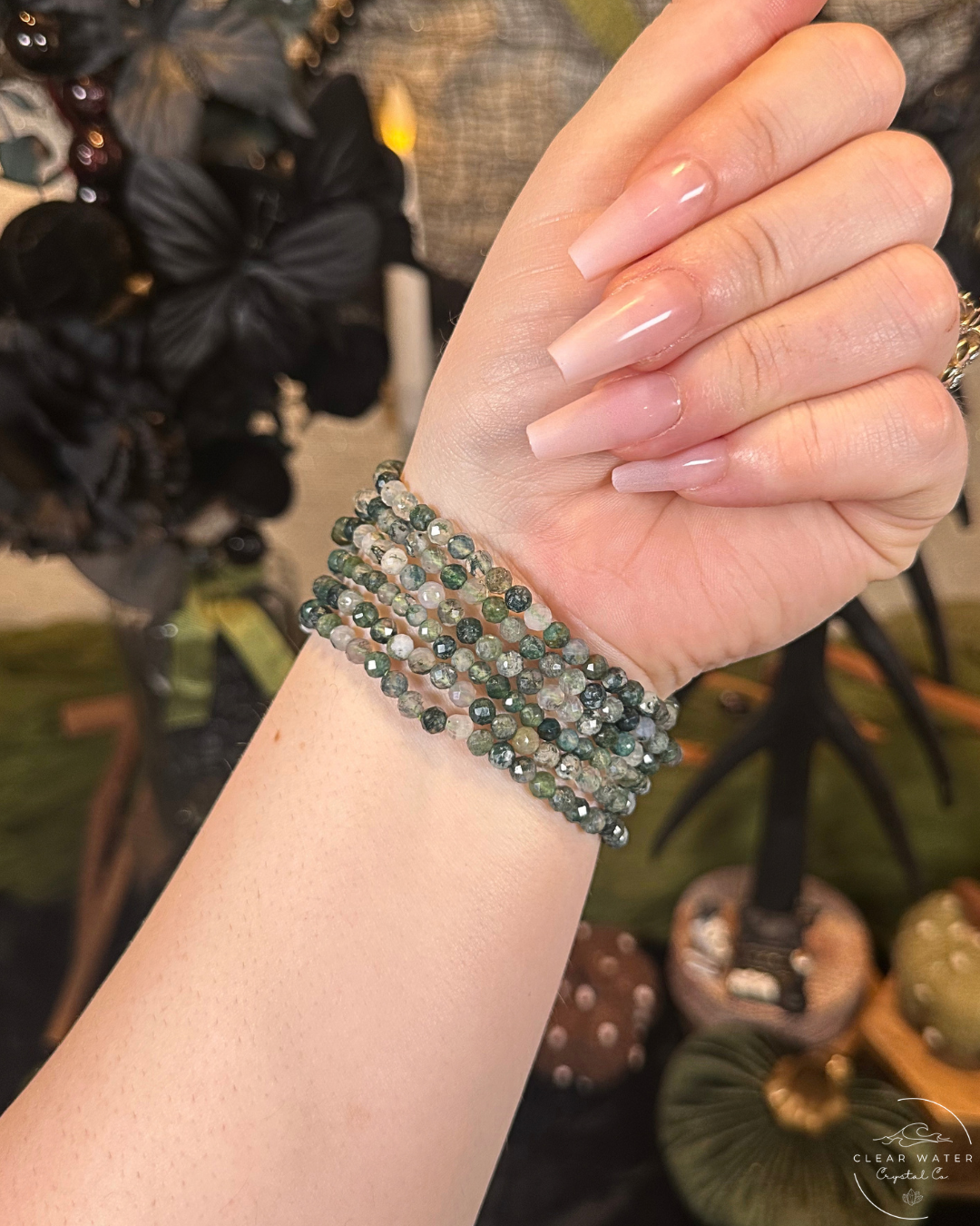 Faceted Moss Agate Bracelet