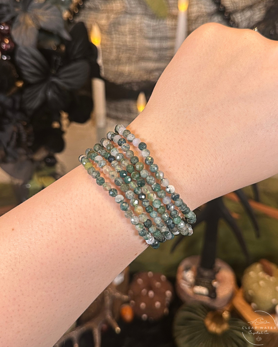 Faceted Moss Agate Bracelet