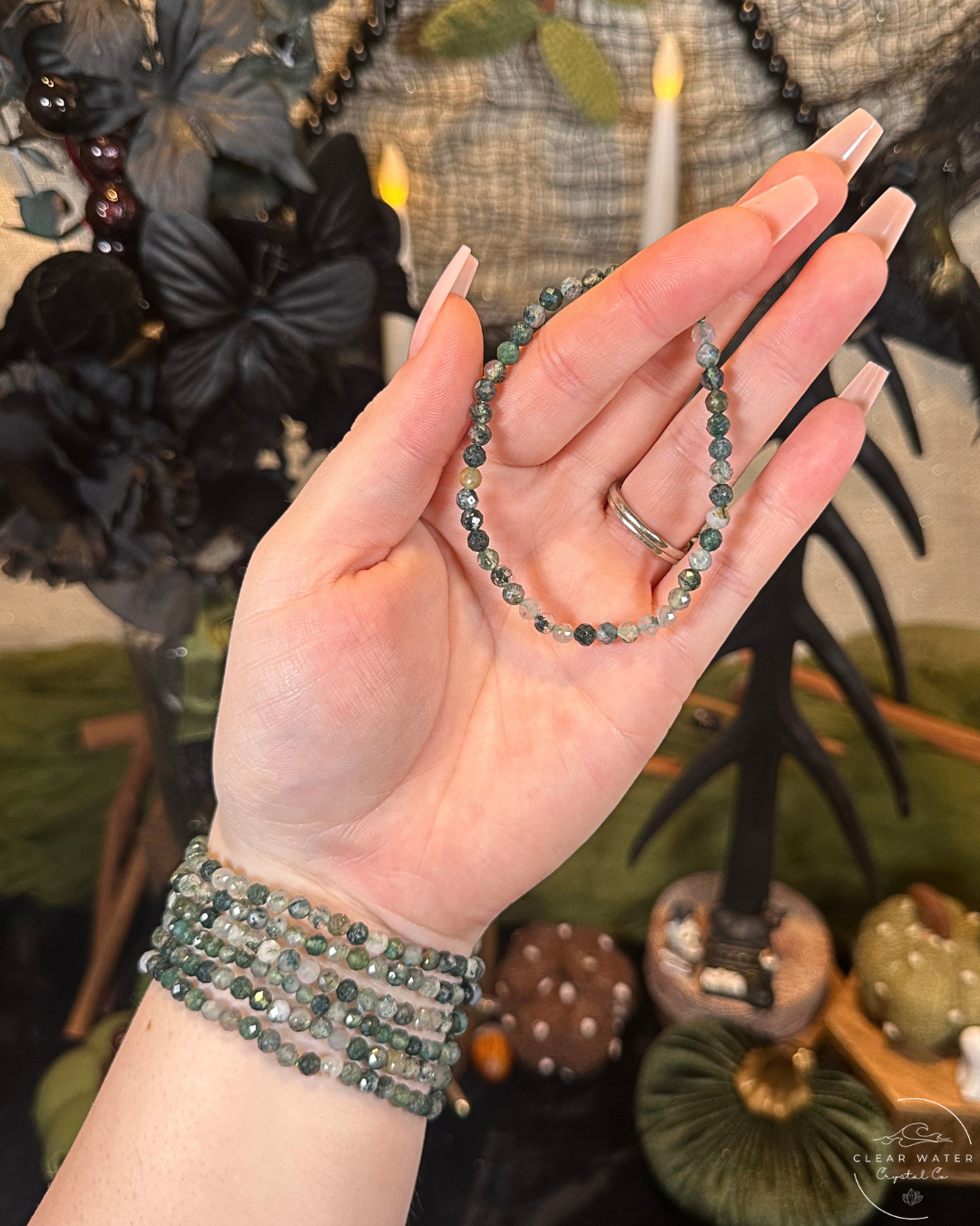Faceted Moss Agate Bracelet
