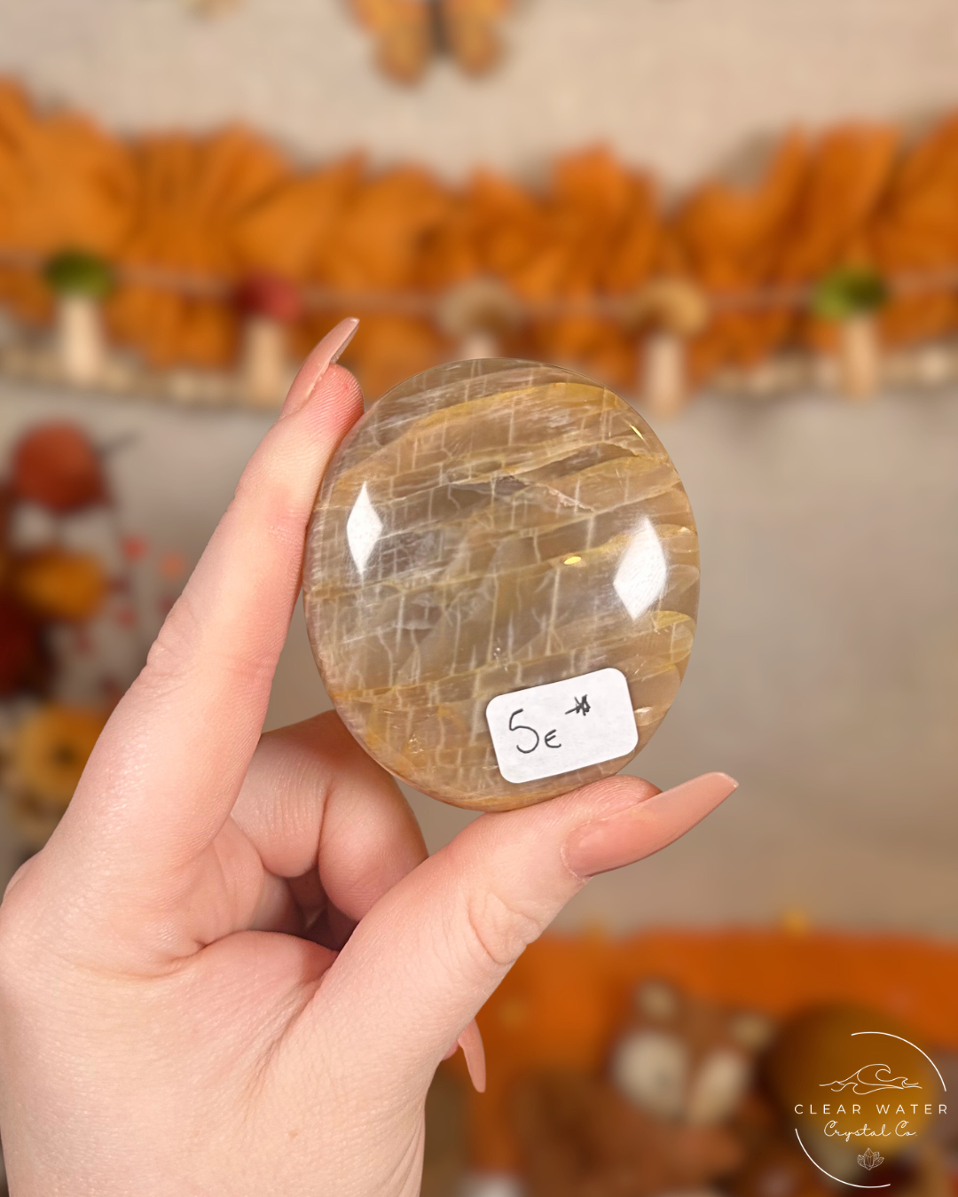 Peach Moonstone Palmstone- Hearthlight