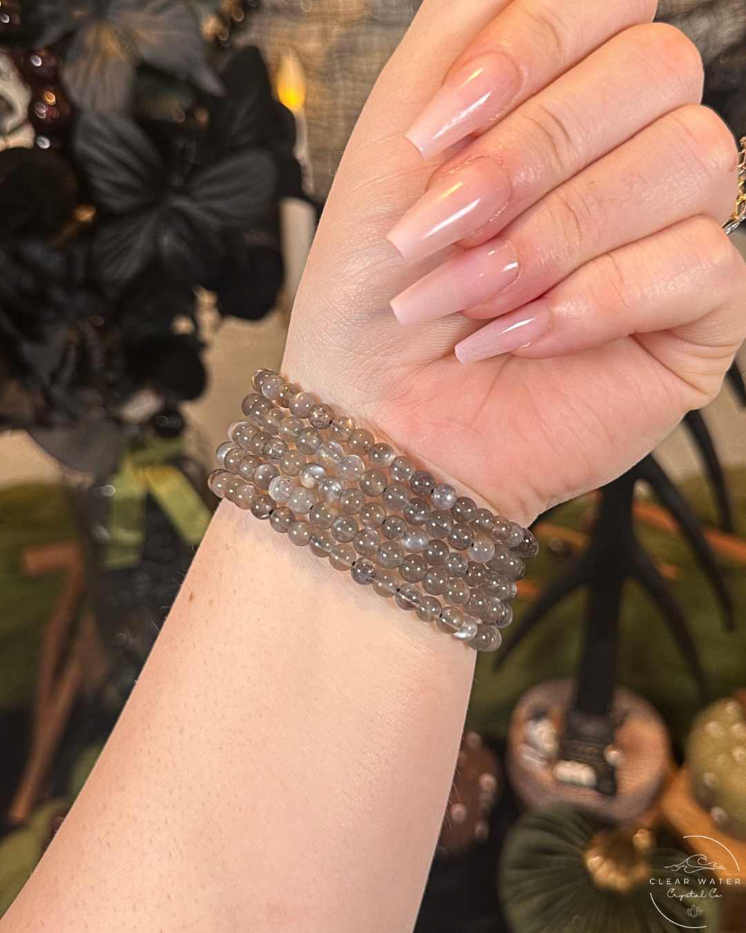 Black Moonstone Beaded Bracelet